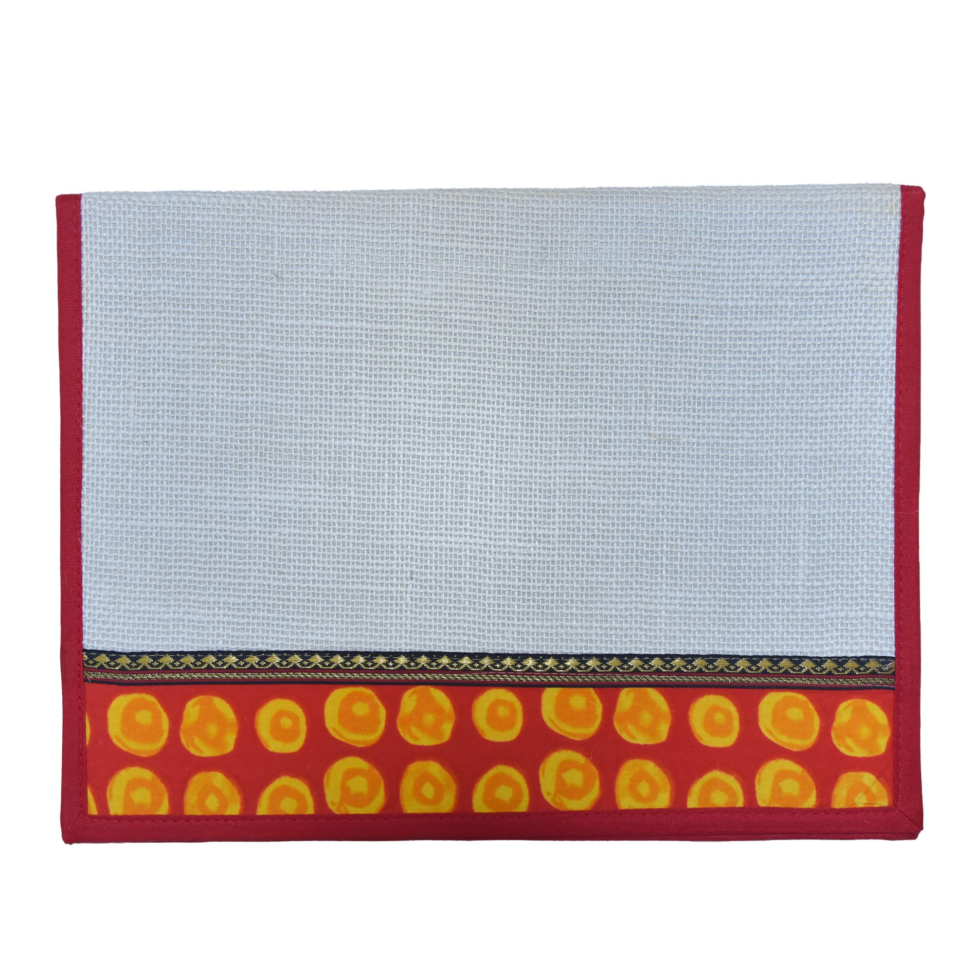 Tribes India Jute Yellow File Folder Gamthi Print : GJ