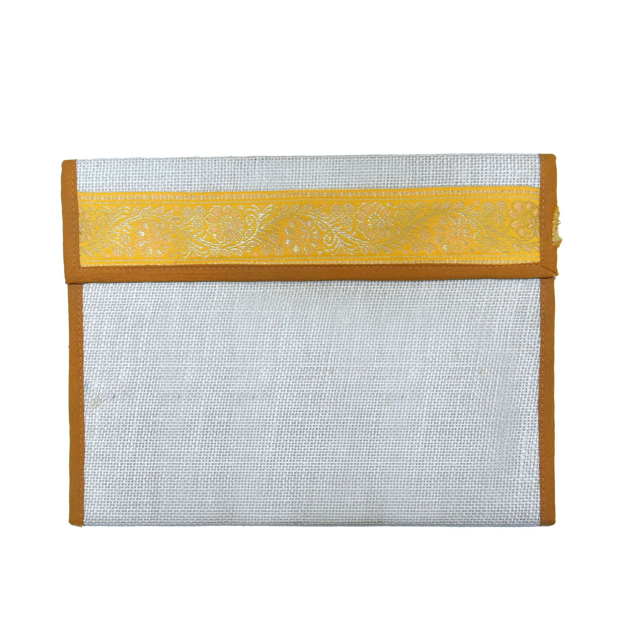 Tribes India Jute Yellow File Folder with Lace