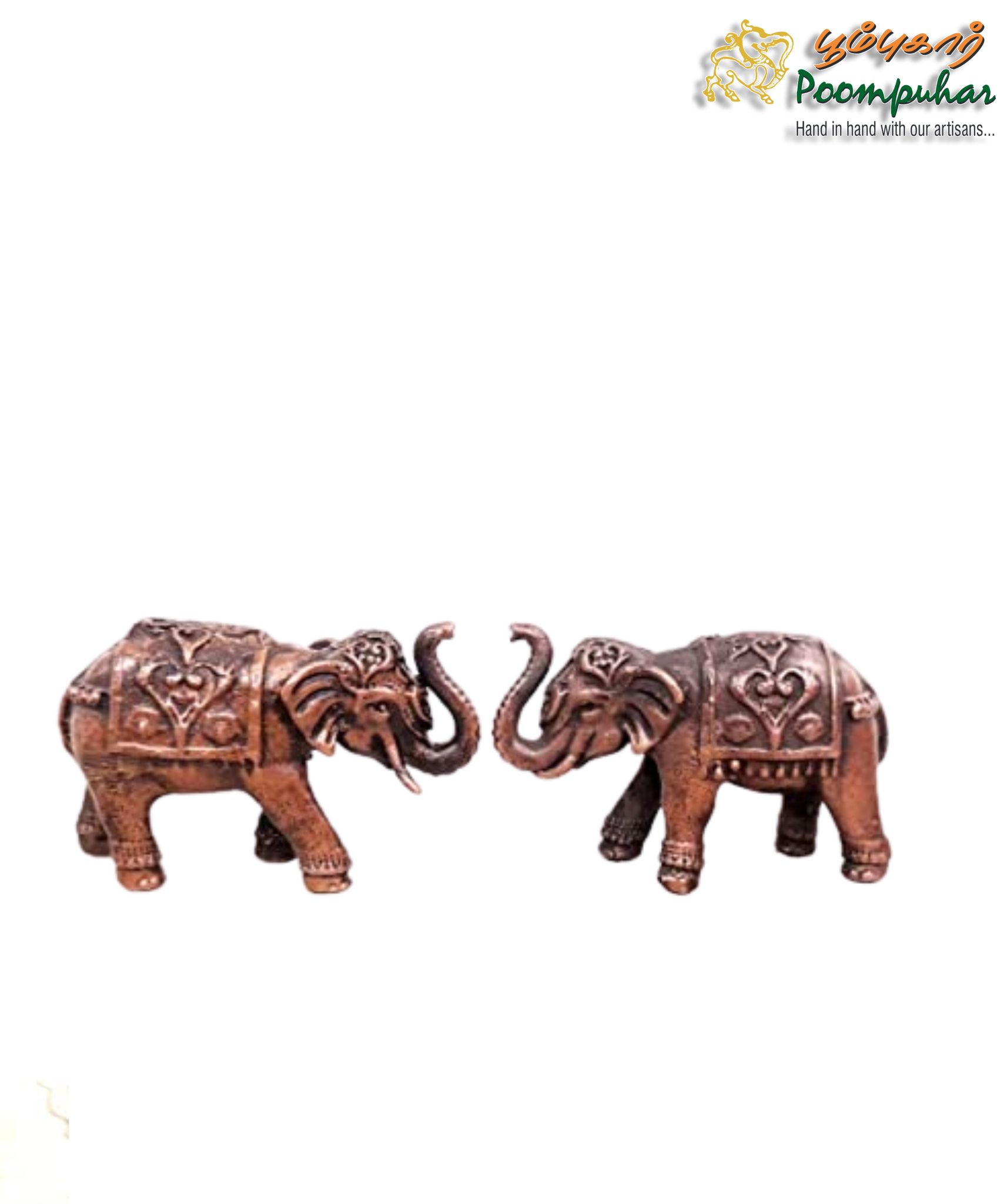 Copper Paired Elephant Idol 1.1 inches