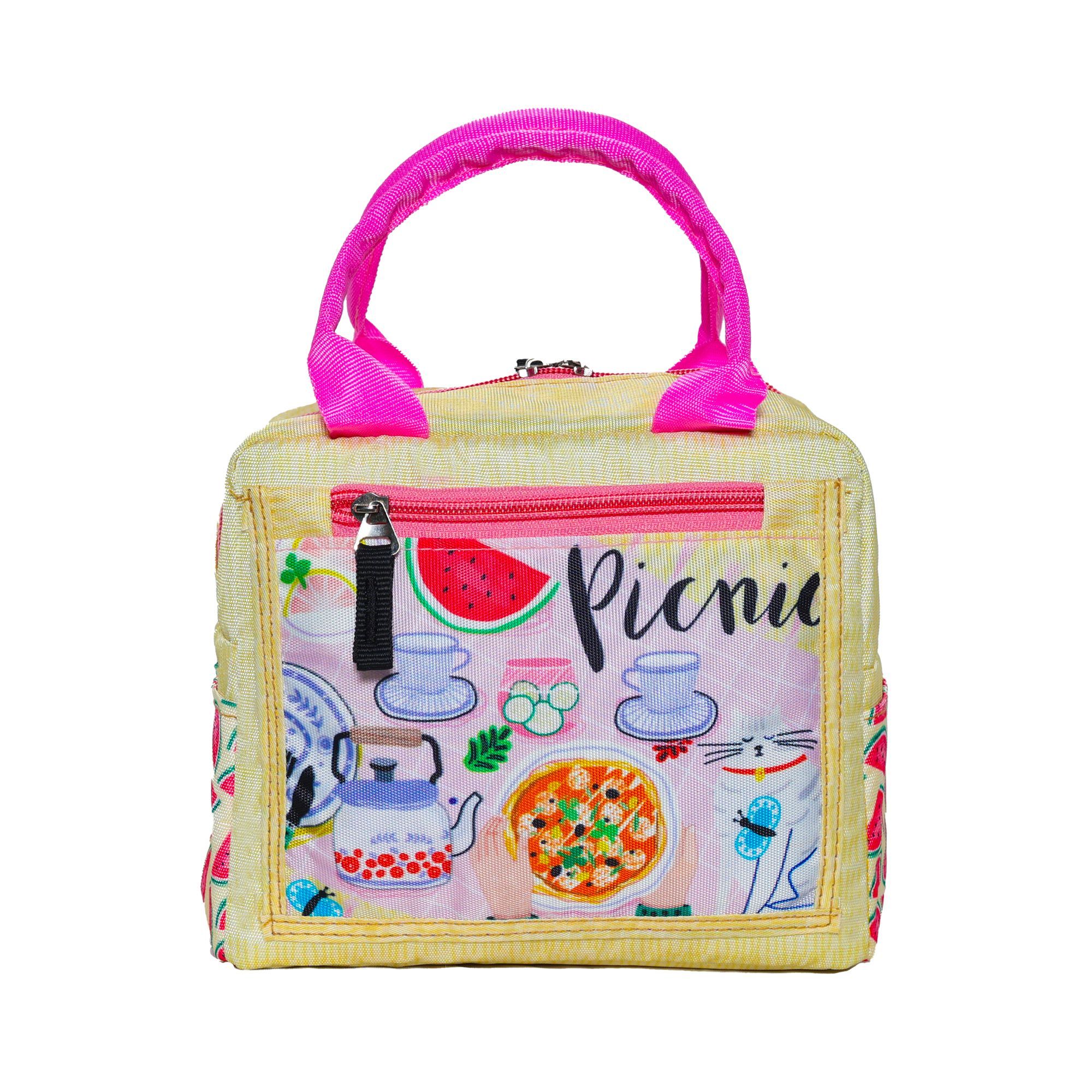 Echo Boomers Printed Insulated Tiffin Lunch Bags for Kids with Bottle Holder