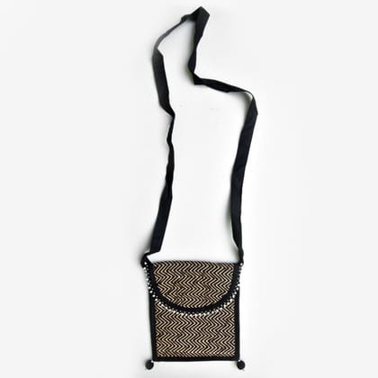 Tribes India Handcrafted Cotton, Spoange & Jeco Beeds Black Purse