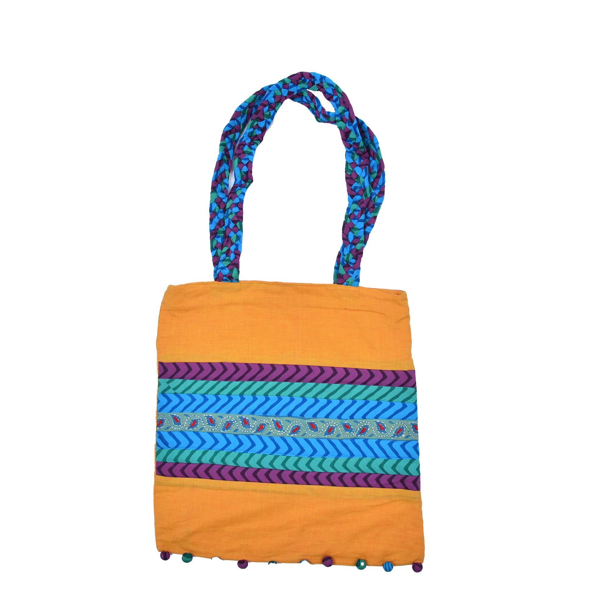 Tribes India Handcrafted Embroidery Saffron Bag