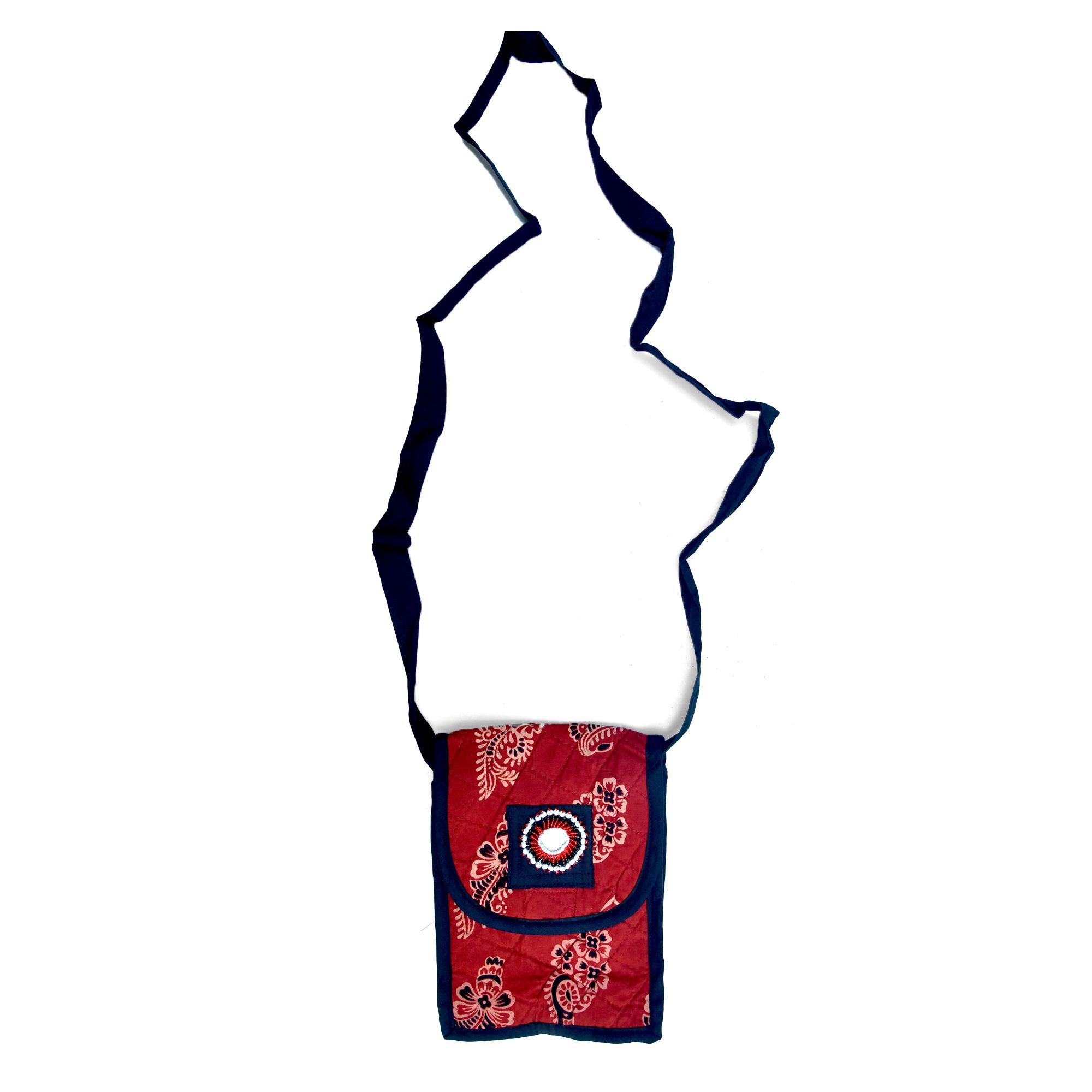 Tribes India Handcrafted Cotton, Spoange & Jeco Beeds Maroon Purse