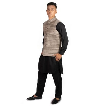 Handspun Nehru Jacket Brown 1TTXGENHP12769 Handspun Nehru Jacket Brown 1TTXGENHP12769