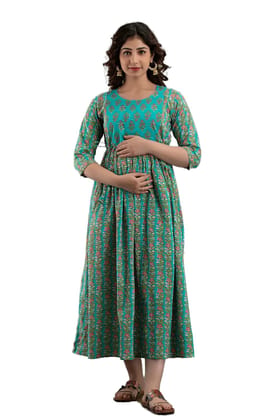 Women's Cotton Maternity Dress, Easy Breast Feeding, Breast Feeding Dress Zippers for Nursing Pre and Post Pregnancy