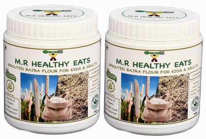 M.R Healthy Eats- Organic Sprouted Bajra Flour for Kids & Adults In Food-Grade Container 400 gms each (Pack of 2) (+6 Months)