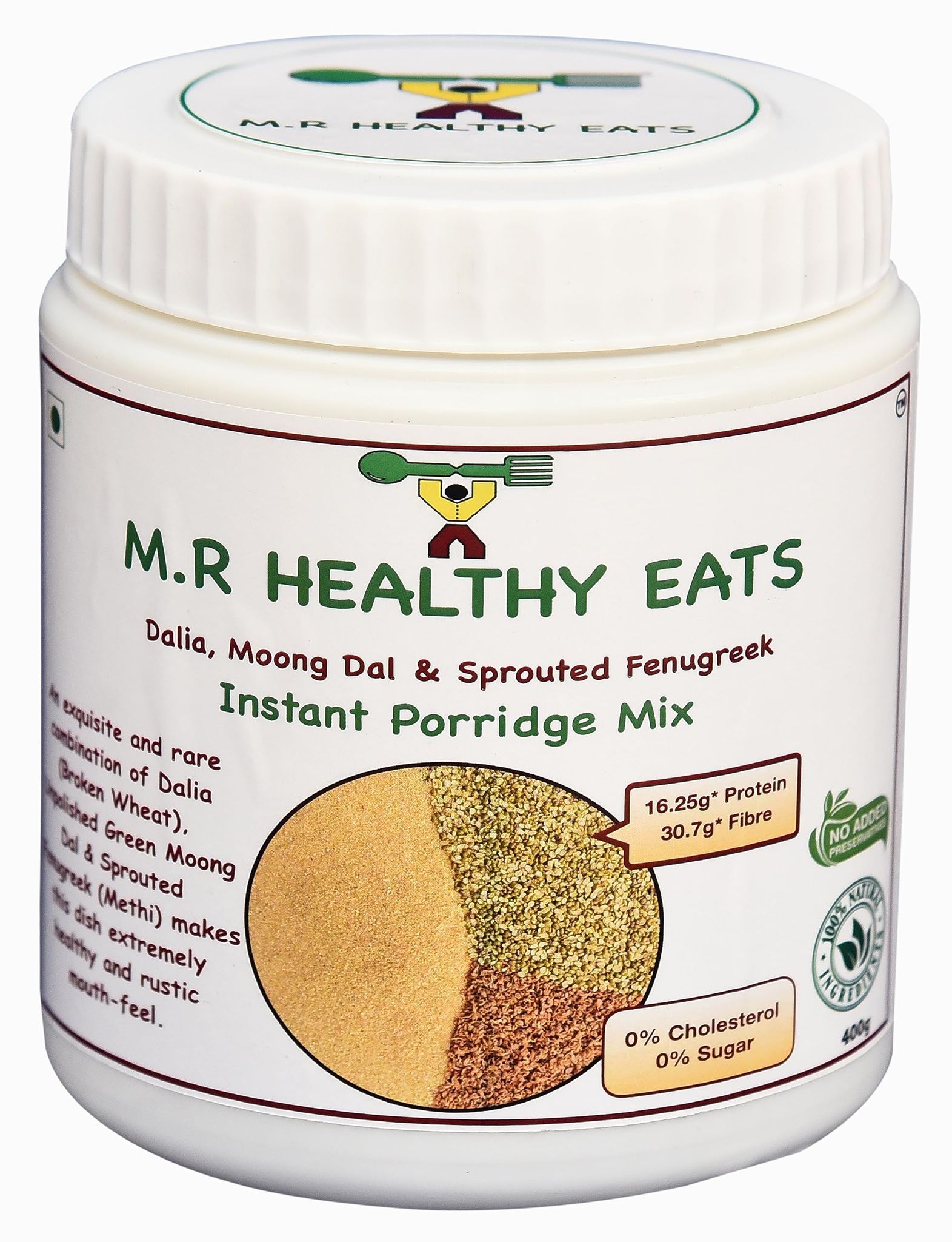 M.R Healthy Eats- Organic Dalia, Moong & Sprouted Fenugreek Mix In Food-Grade Container 400g