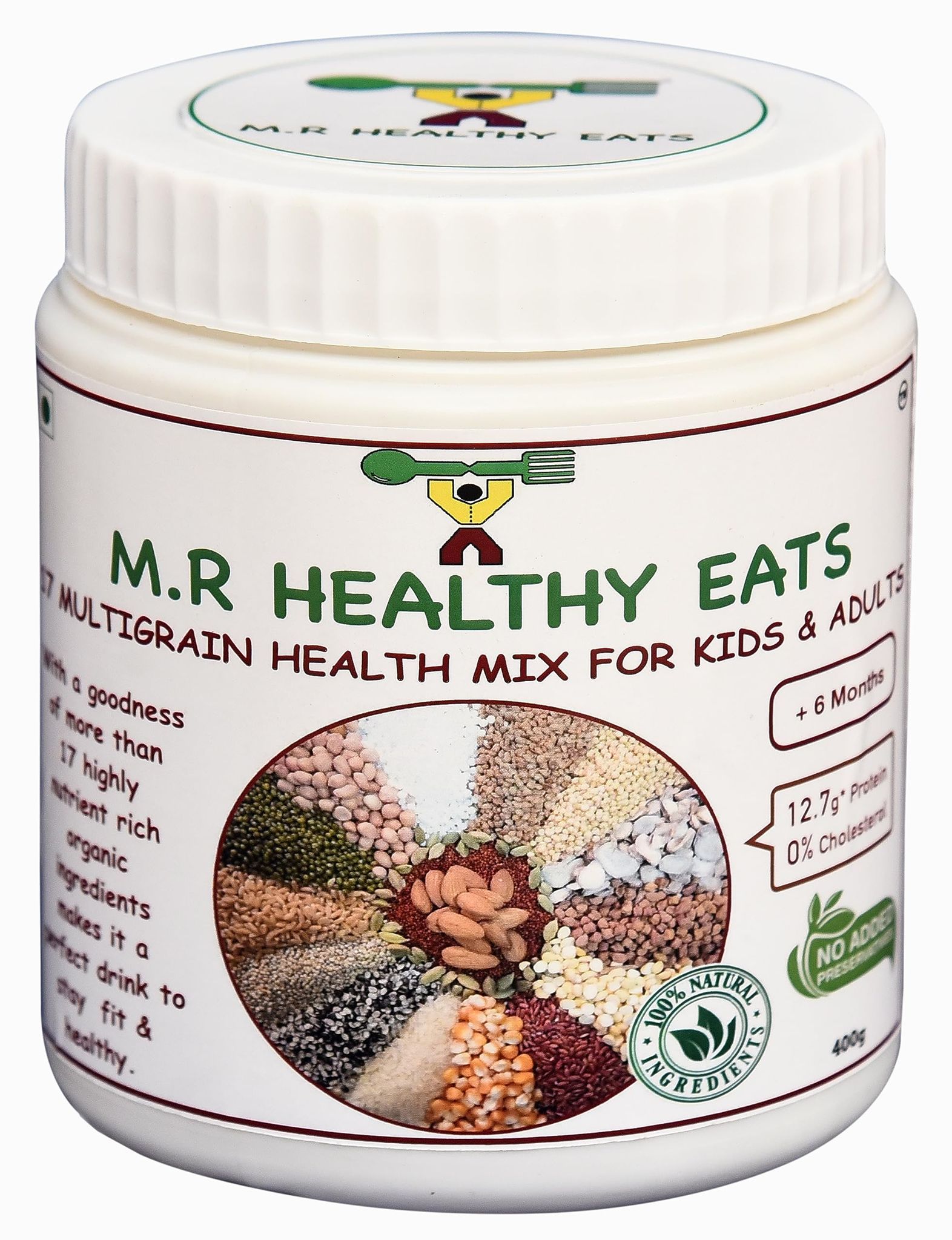 M.R Healthy Eats- Organic 17 Multigrain Health Mix Flour for Kids & Adults In Food-Grade Container 400 gms (+6 months)