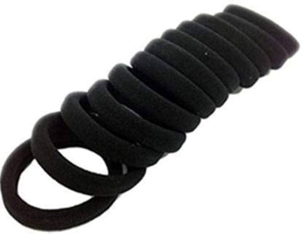 Rubber Bands Elastic Hair Bands Ponytail Ties Rope Solid Color Women Rubber Band (Black) pack of 10