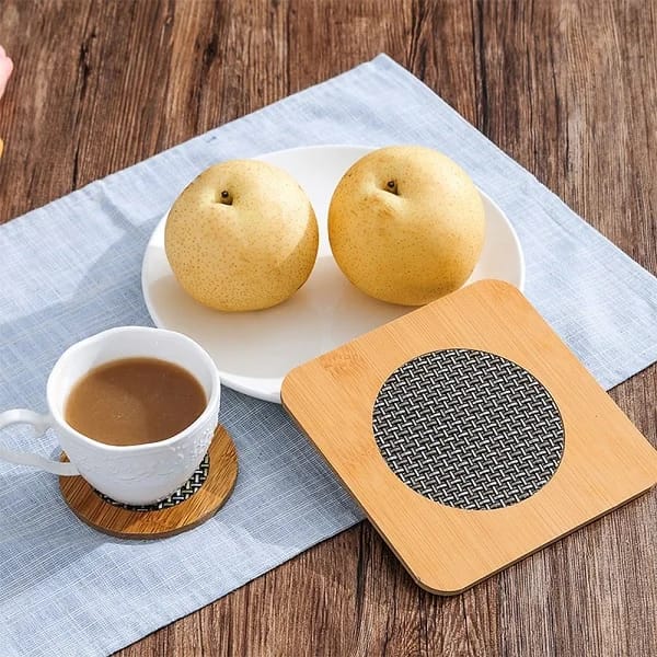Square Shape Wooden Coaster Place Mat (Pack of 2 Pcs)