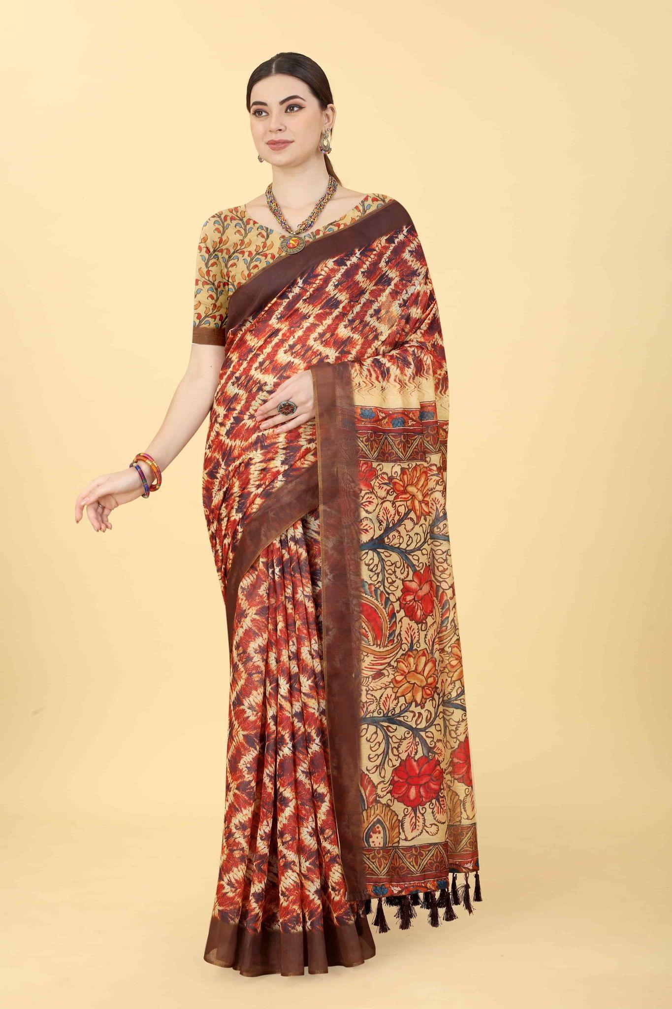 Women's Kalamkari Digital Printed Saree