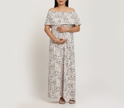 Off Shoulder Ankle length Aria Maternity Dress
