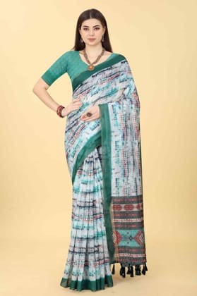 Women's Chanderi Tie And Dye Digital Printed Saree