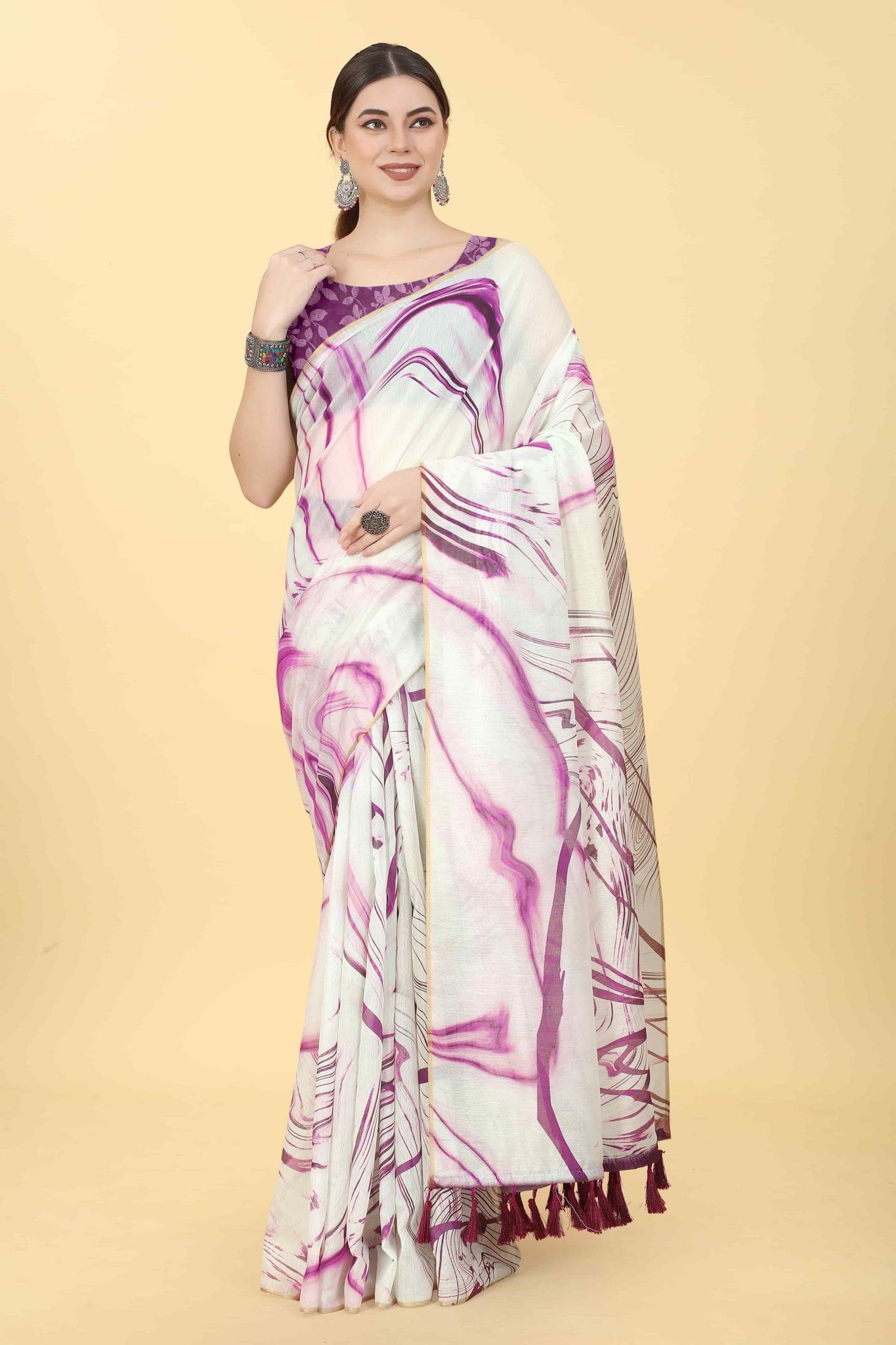 Women's Chanderi Tie And Dye Digital Printed Saree