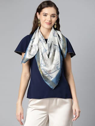 Women's Soft Silk Printed Scarves With Gold Zari