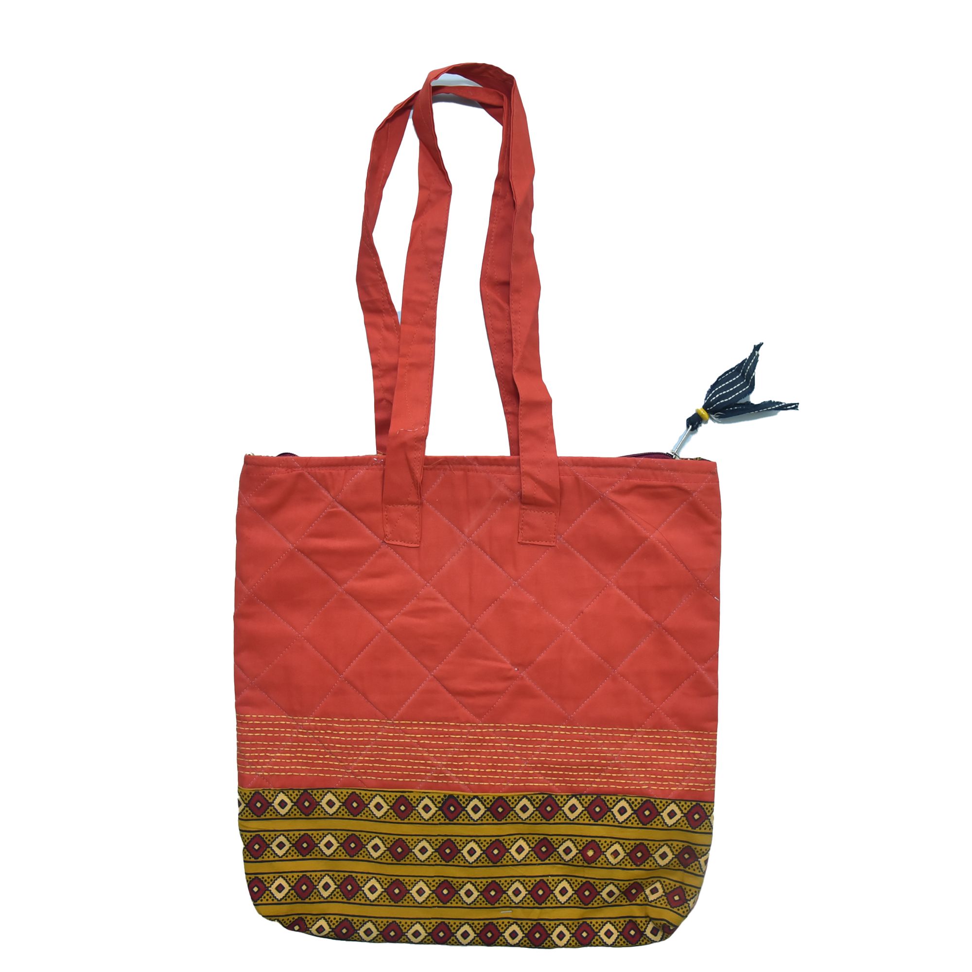 Tribes India Handcrafted Cotton Orange Jhola Bag