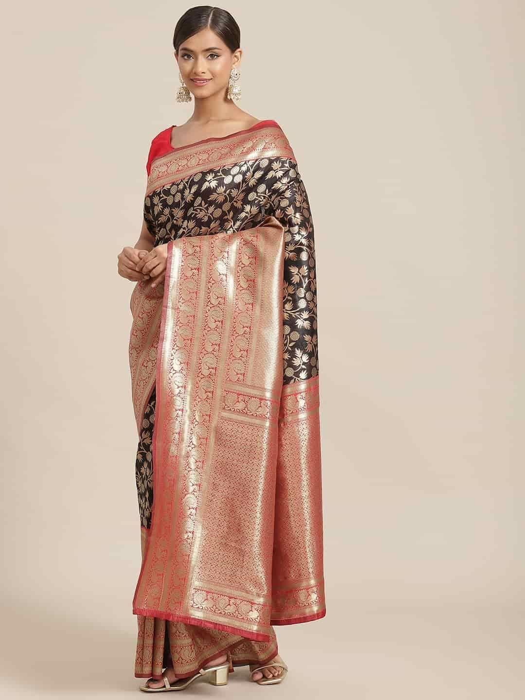 Women's Banarasi Art Silk Saree With Unstiched Blouse Piece