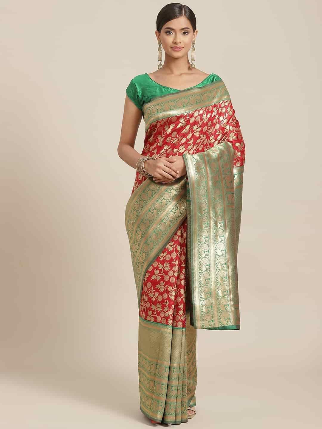 Women's Banarasi Art Silk Saree With Unstiched Blouse Piece