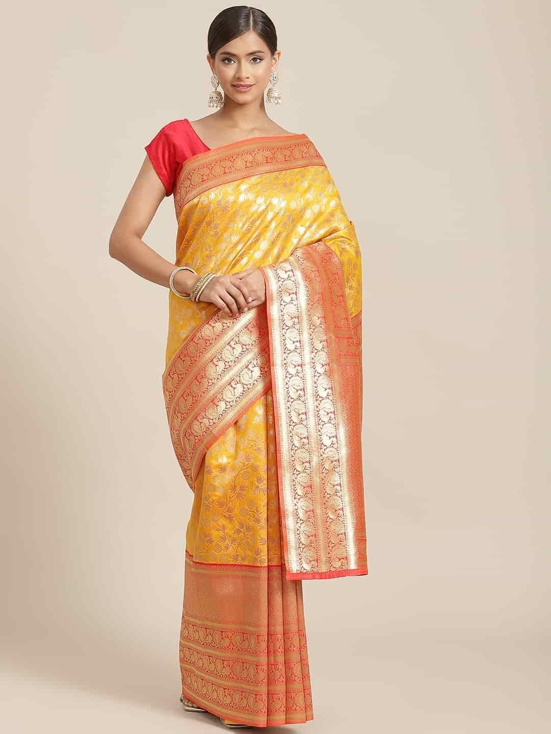 Women's Banarasi Art Silk Saree With Unstiched Blouse Piece