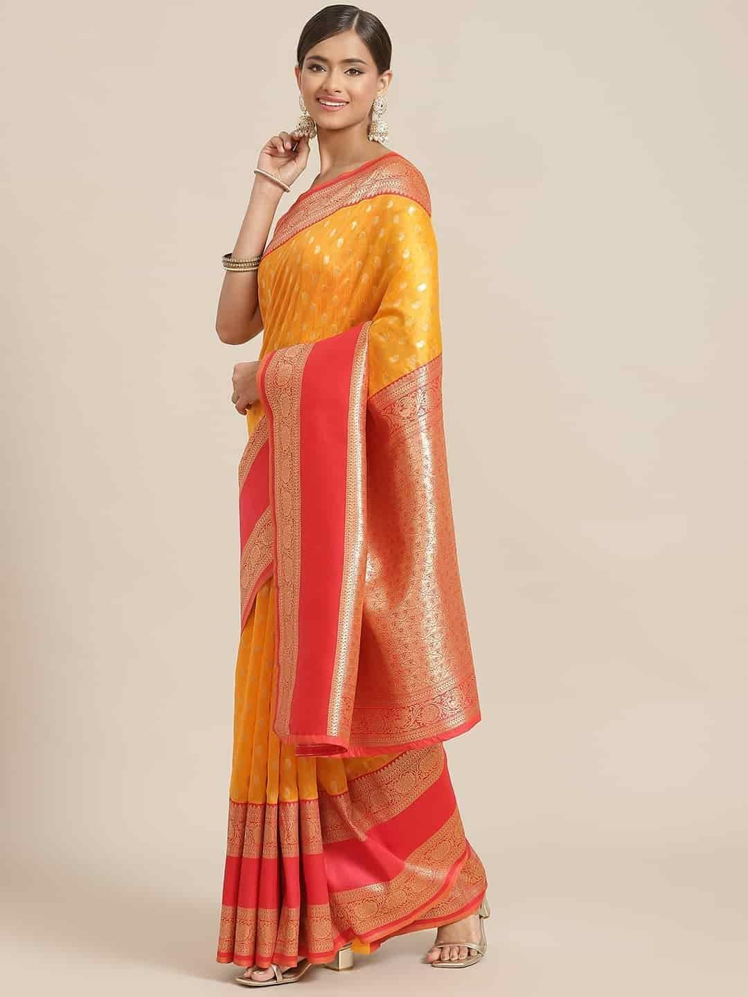 Women's Banarasi Art Silk Saree With Unstiched Blouse Piece