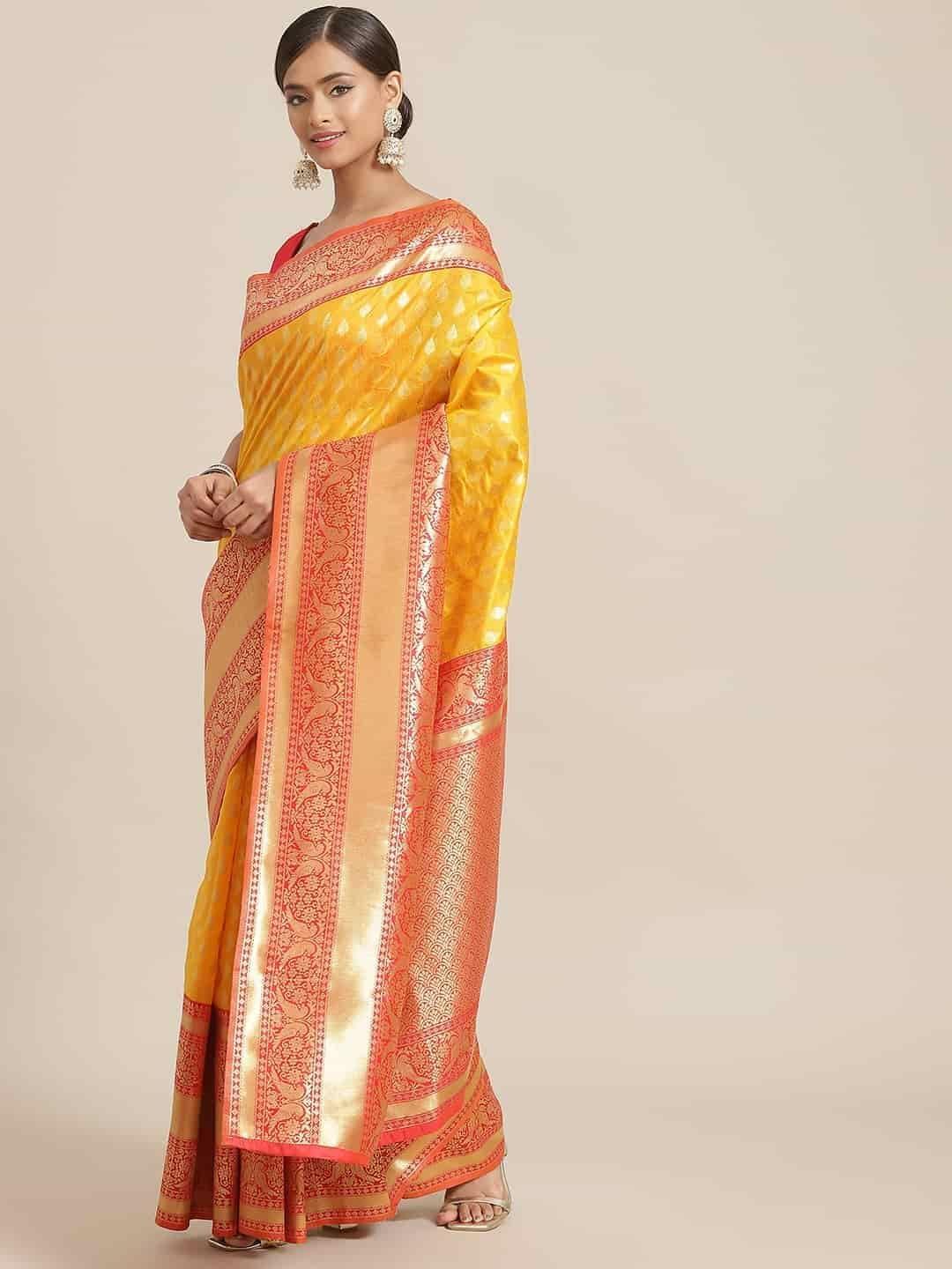 Women's Banarasi Art Silk Saree With Unstiched Blouse Piece