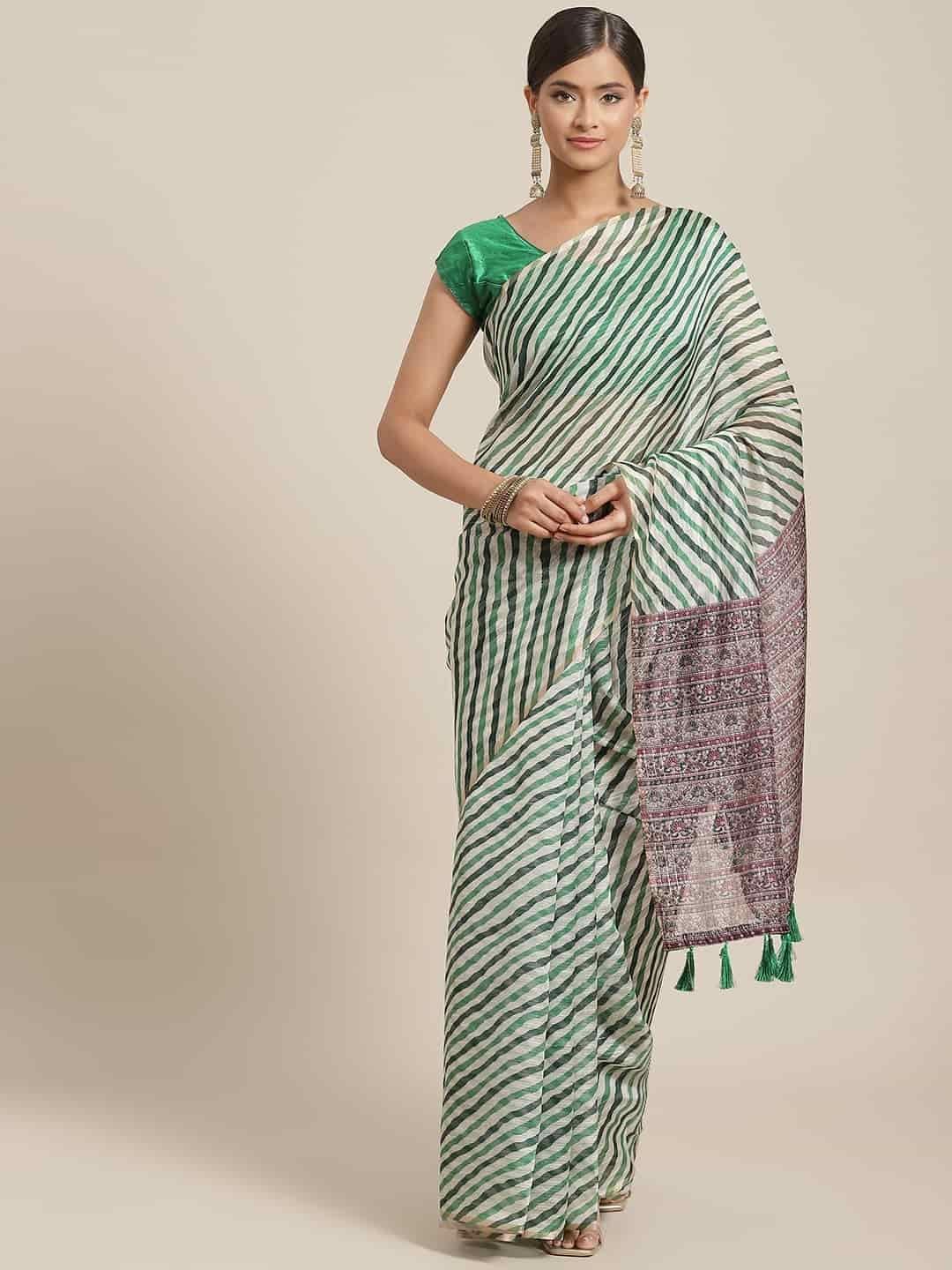 Women's Linux Soft Silk Saree With Unstiched Blouse Piece