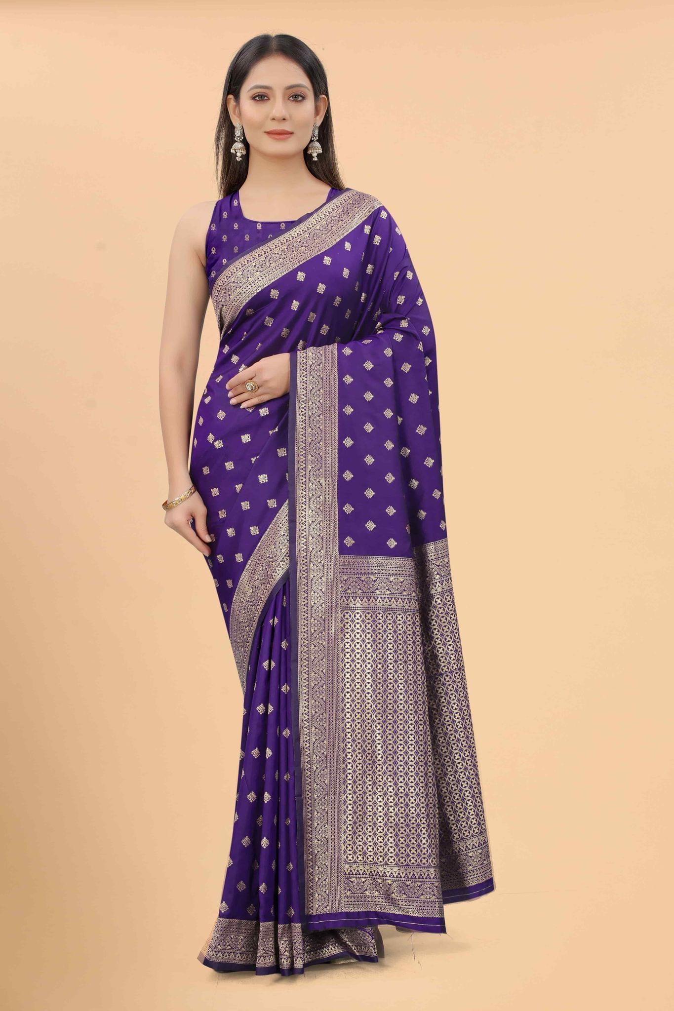 Women's Art Silk Zari Woven Saree With Unstiched Blouse Piece
