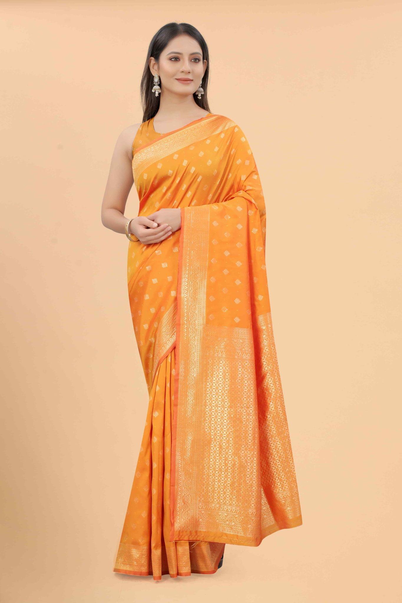 Women's Art Silk Zari Woven Saree With Unstiched Blouse Piece