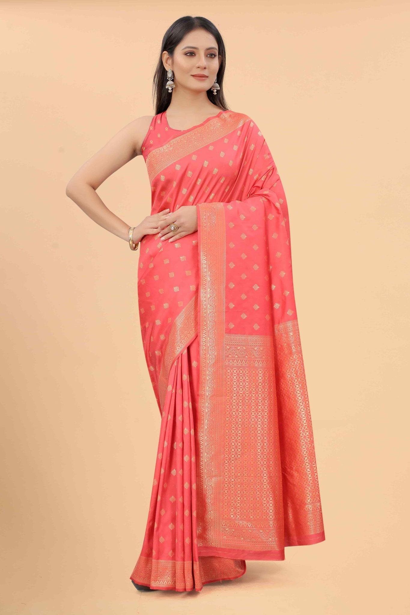 Women's Art Silk Zari Woven Saree With Unstiched Blouse Piece