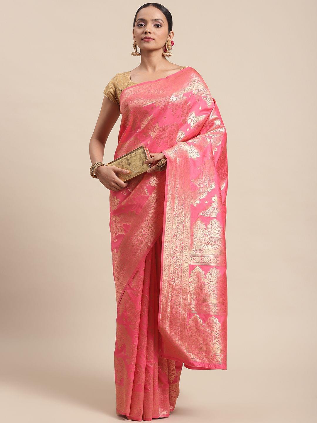 Women's Banarasi Art Silk Saree With Unstiched Blouse Piece