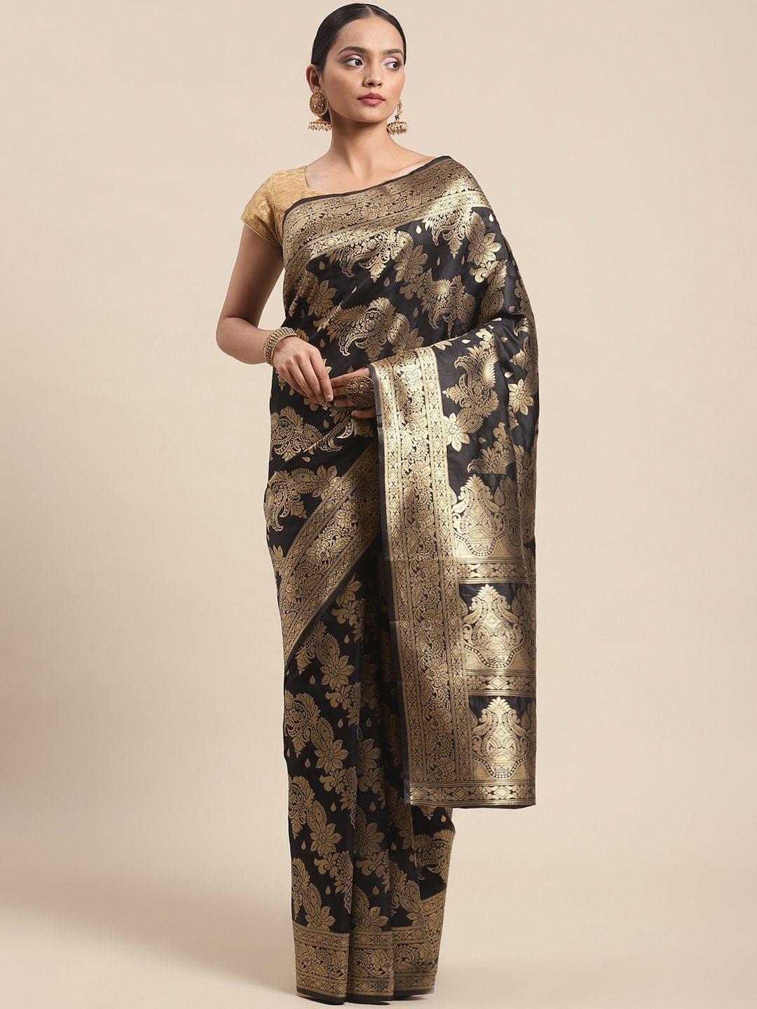 Women's Banarasi Art Silk Saree With Unstiched Blouse Piece