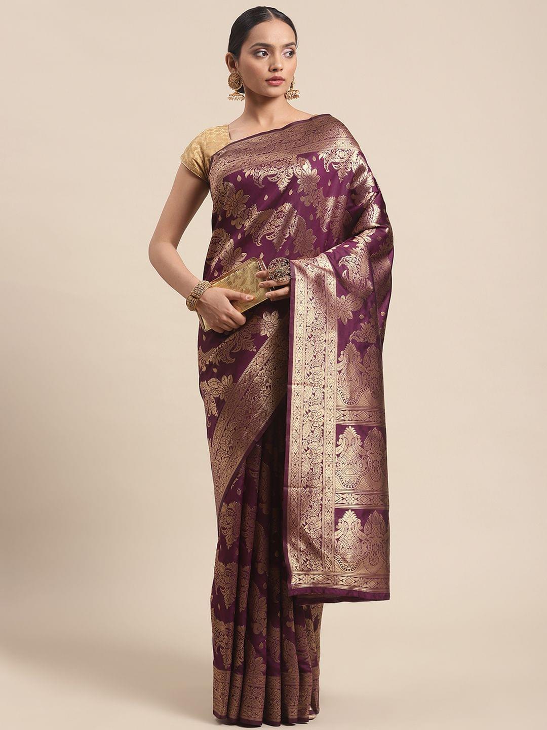 Women's Banarasi Art Silk Saree With Unstiched Blouse Piece