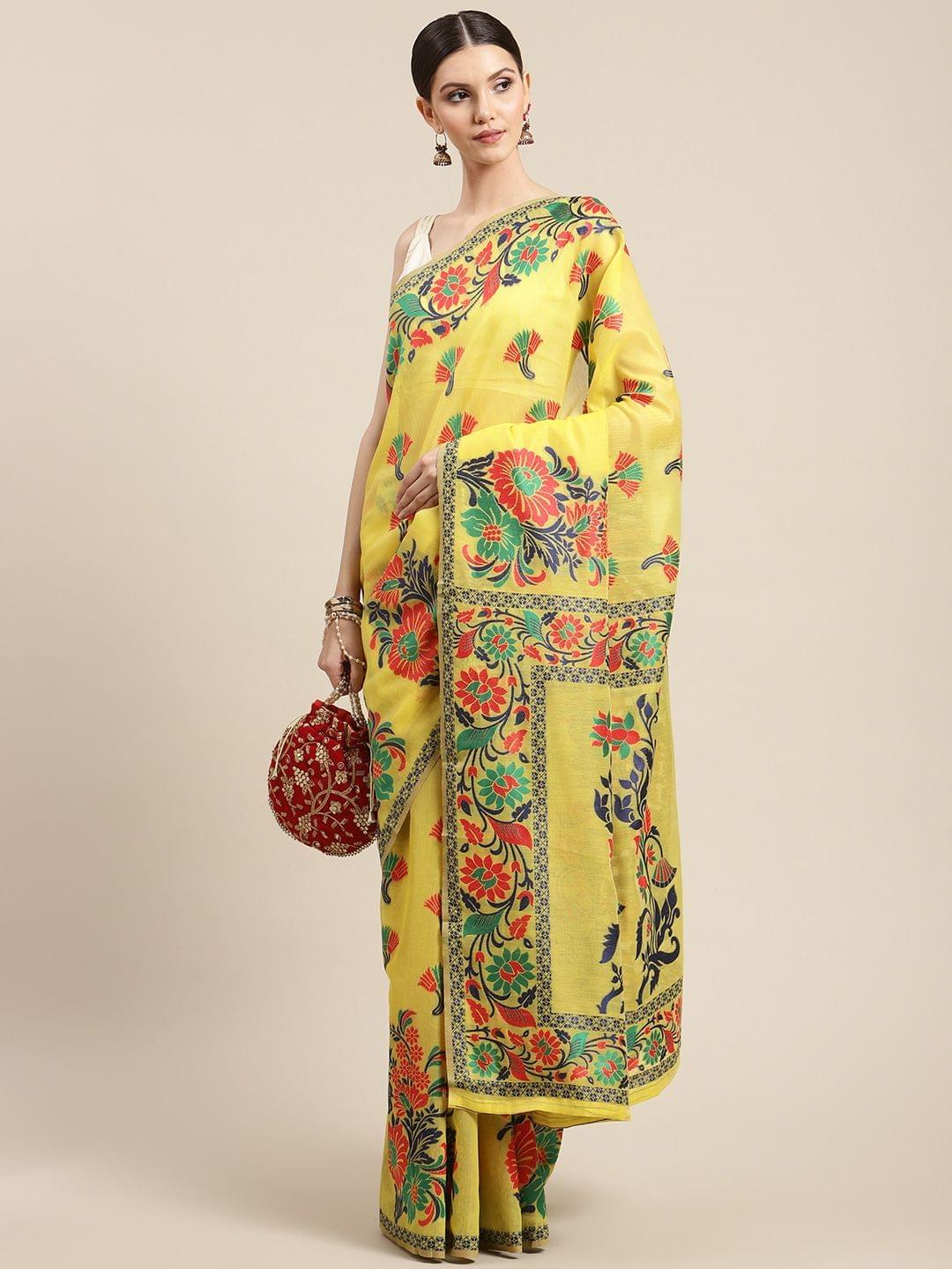 Women's Cotton Jamdani  Saree With Unstiched Blouse Piece