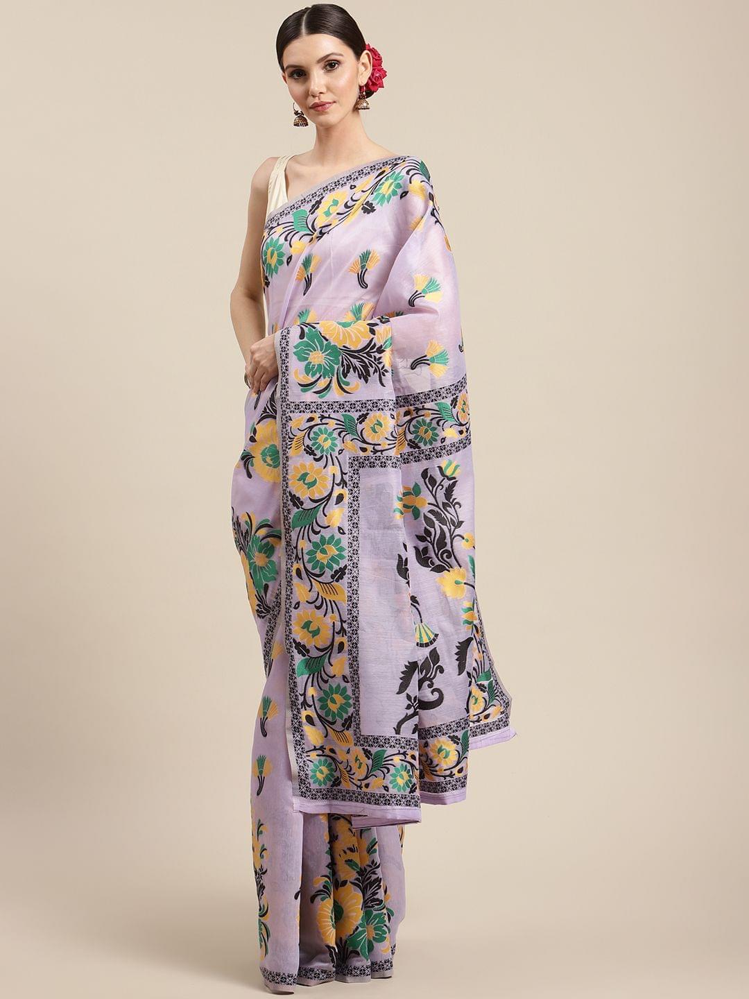 Women's Cotton Jamdani  Saree With Unstiched Blouse Piece