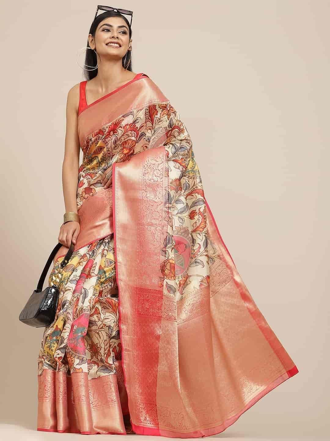 Women's Digital Printed Woven Silk Saree with unstiched blouse piece