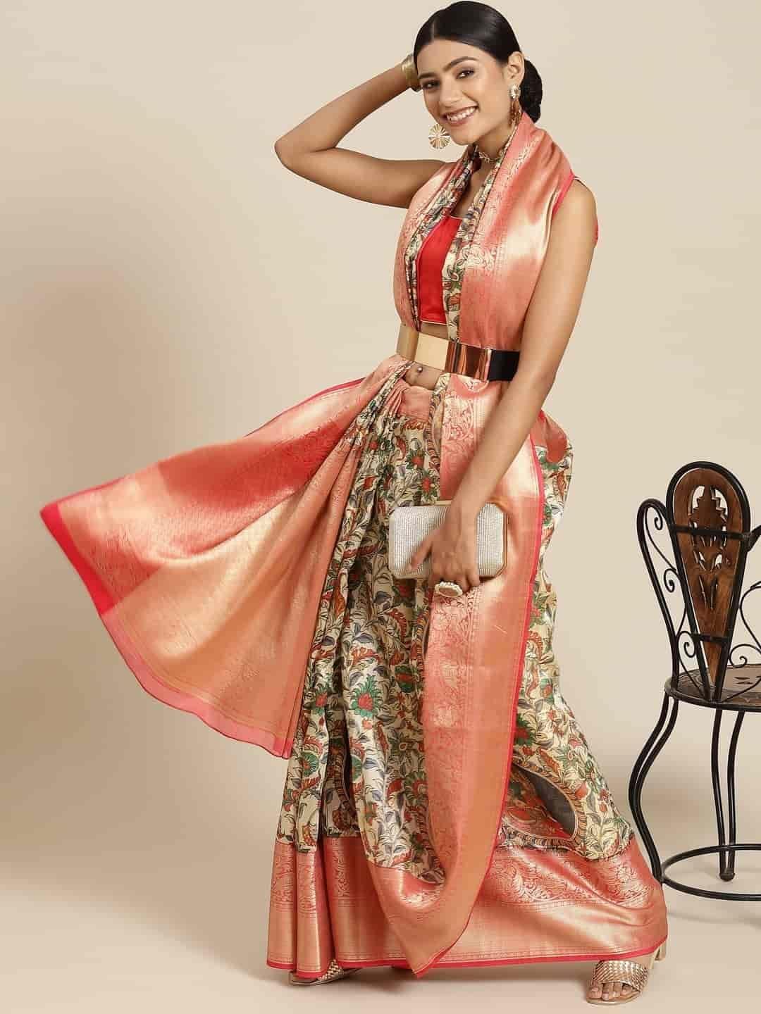 Women's Digital Printed Woven Silk Saree with unstiched blouse piece