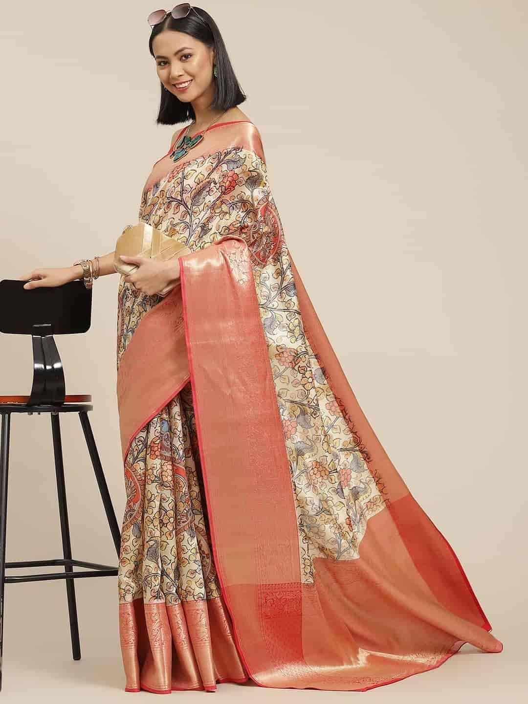 Women's Digital Printed Woven Silk Saree with unstiched blouse piece