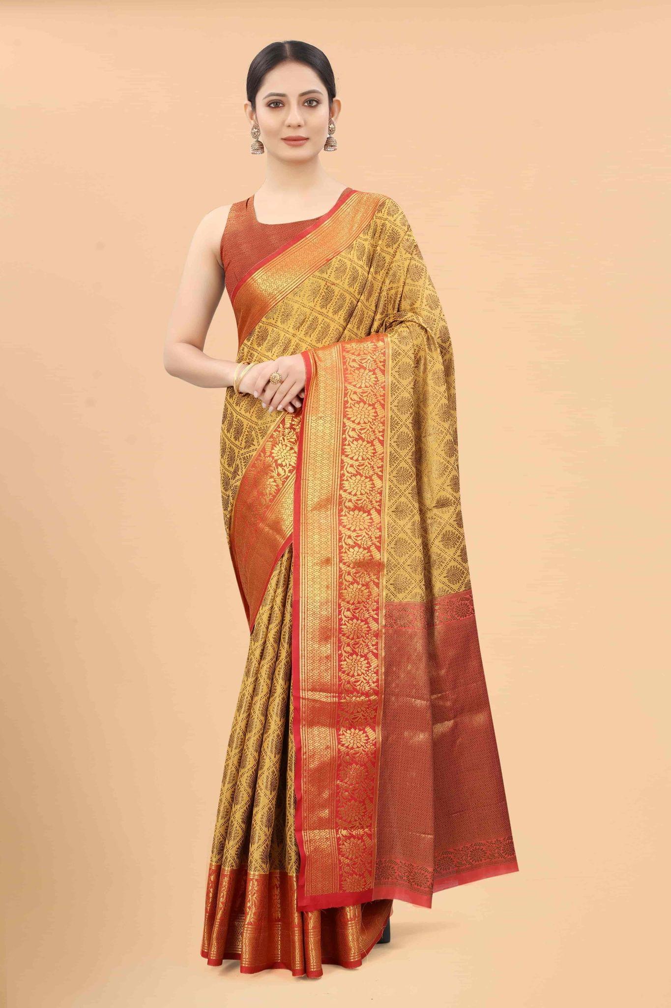 Silk Zone Women's Banarasi Silk Woven Saree With Unstiched Blouse Piece