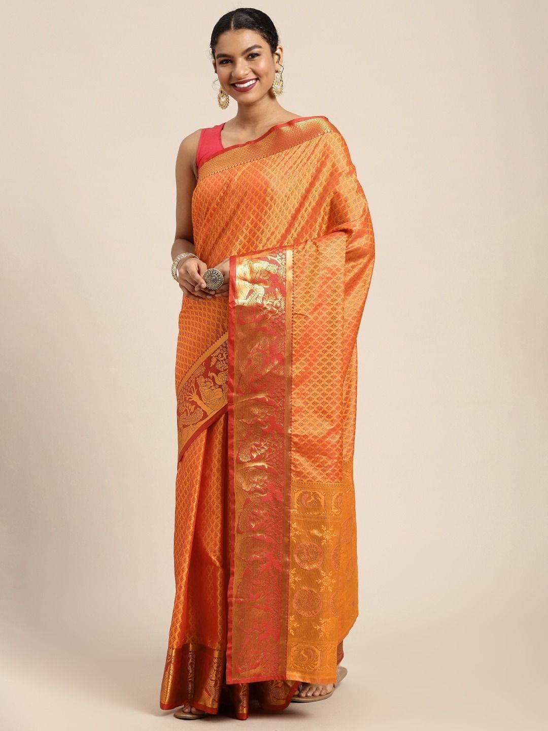 Women's Pure Banarasi Silk Woven Saree With Unstiched Blouse Piece