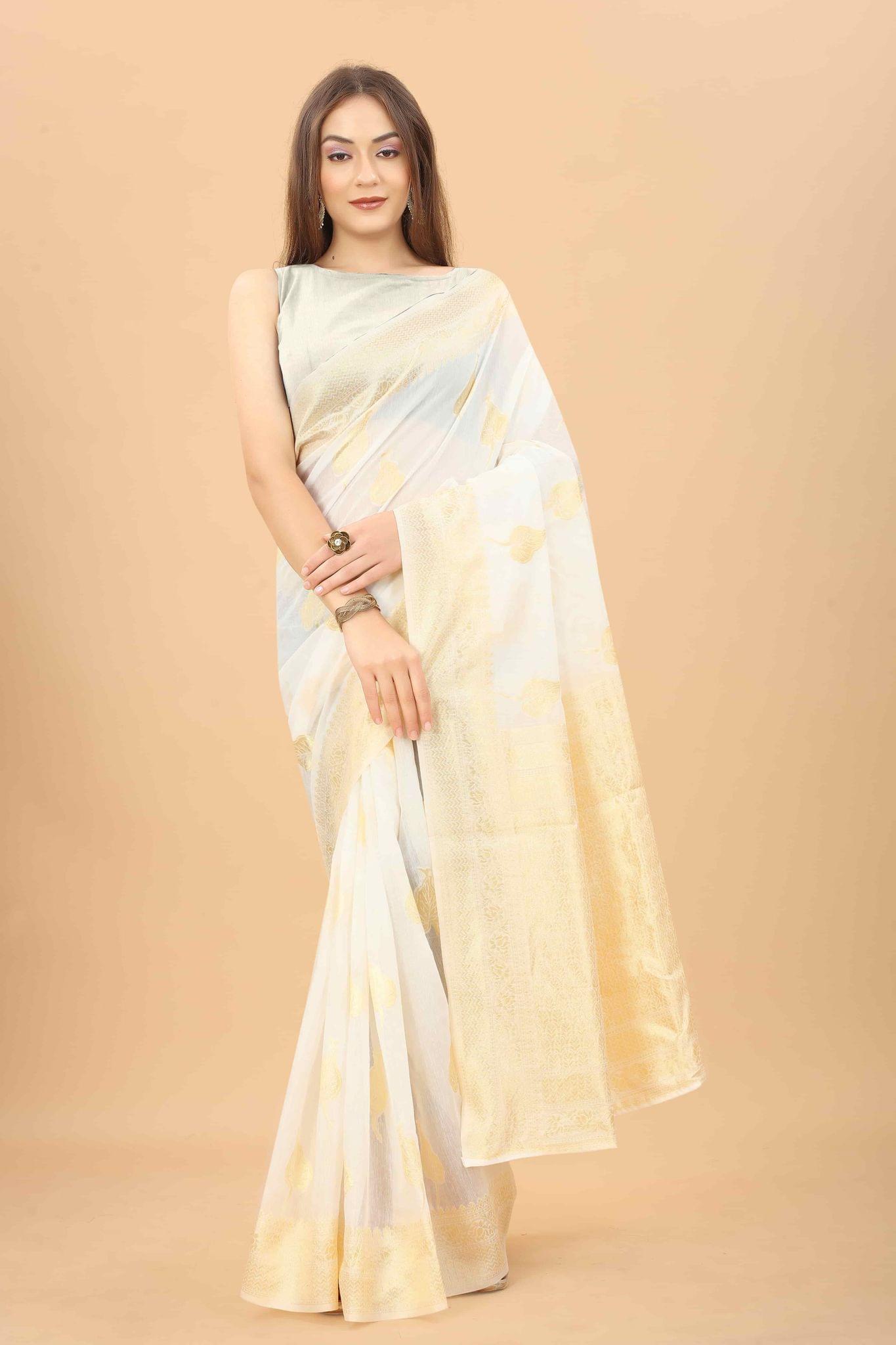 Women's Pure Cotton Saree with Unstiched Blouse Piece