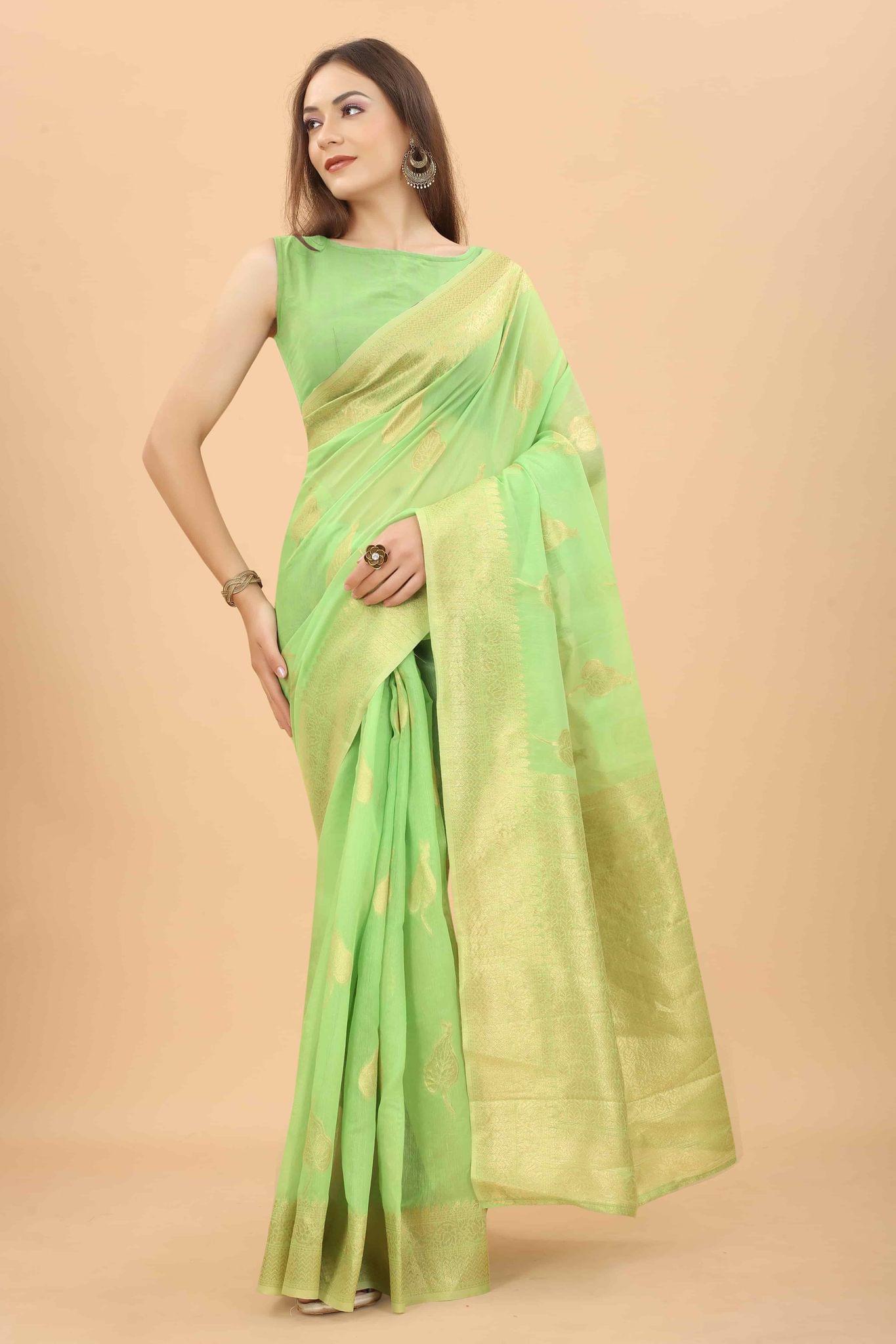 Women's Pure Cotton Saree with Unstiched Blouse Piece