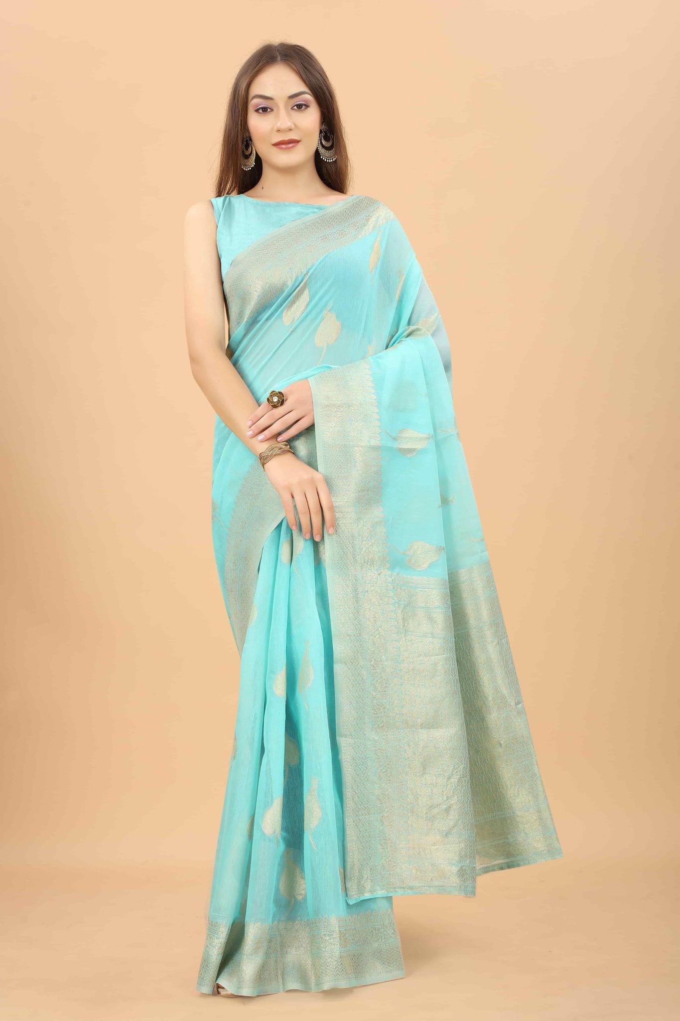 Women's Pure Cotton Saree with Unstiched Blouse Piece