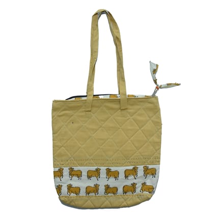 Handcrafted Cotton Khaki Jhola Bag