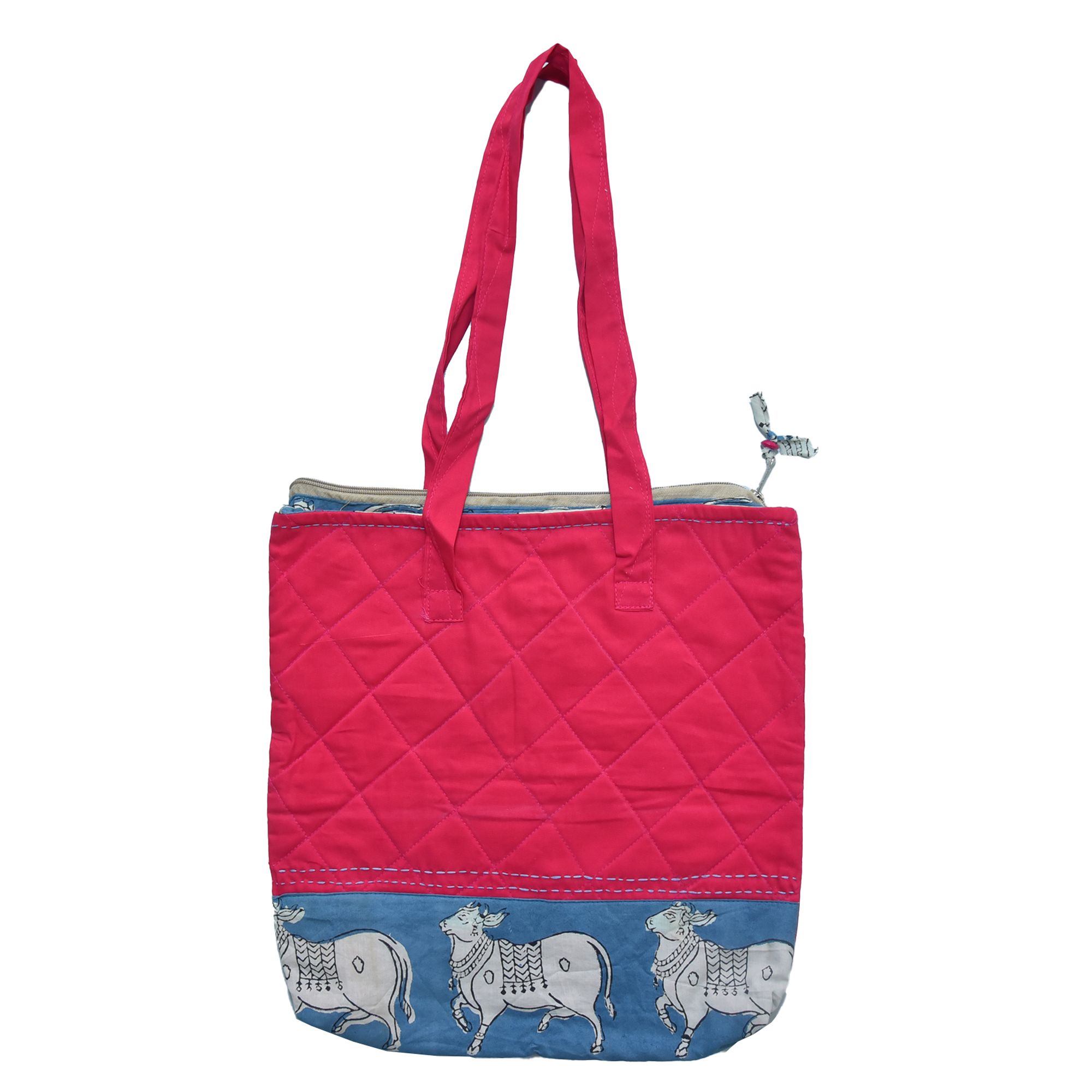 Handcrafted Cotton Dark Pink Jhola Bag
