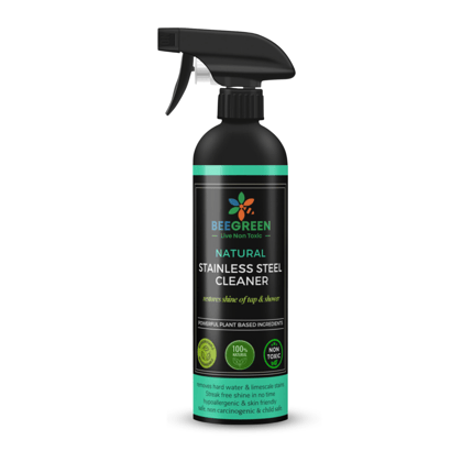 Beegreen Stainless Steel Cleaner - 500 ml| Removal of Lime Scale| 100% Natural & Plant based Ingredients | Non Toxic | Chemical Free | Alcohol & Sulphates Free | Family Safe