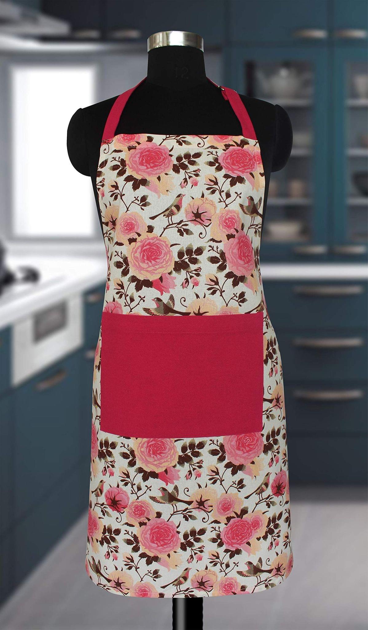 AIRWILL Cotton Floral Design Multicolor Color Apron (Pack of 1pc)