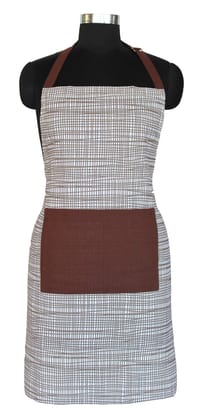 AIRWILL, 100% cotton designer aprons, sized 65cm in width and 80cm in length with 1 center pocket, adjustable buckle on top and 2 long ties on both 2 sides. Pack of 1 piece.