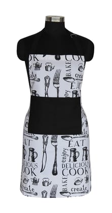 AIRWILL, 100% cotton designer aprons, sized 65cm in width and 80cm in length with 1 center pocket, adjustable buckle on top and 2 long ties on both 2 sides. Pack of 1 piece.