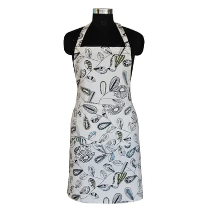 AIRWILL, 100% cotton designer aprons, sized 65cm in width and 80cm in length with 1 center pocket, adjustable buckle on top and 2 long ties on both 2 sides. Pack of 1 piece.