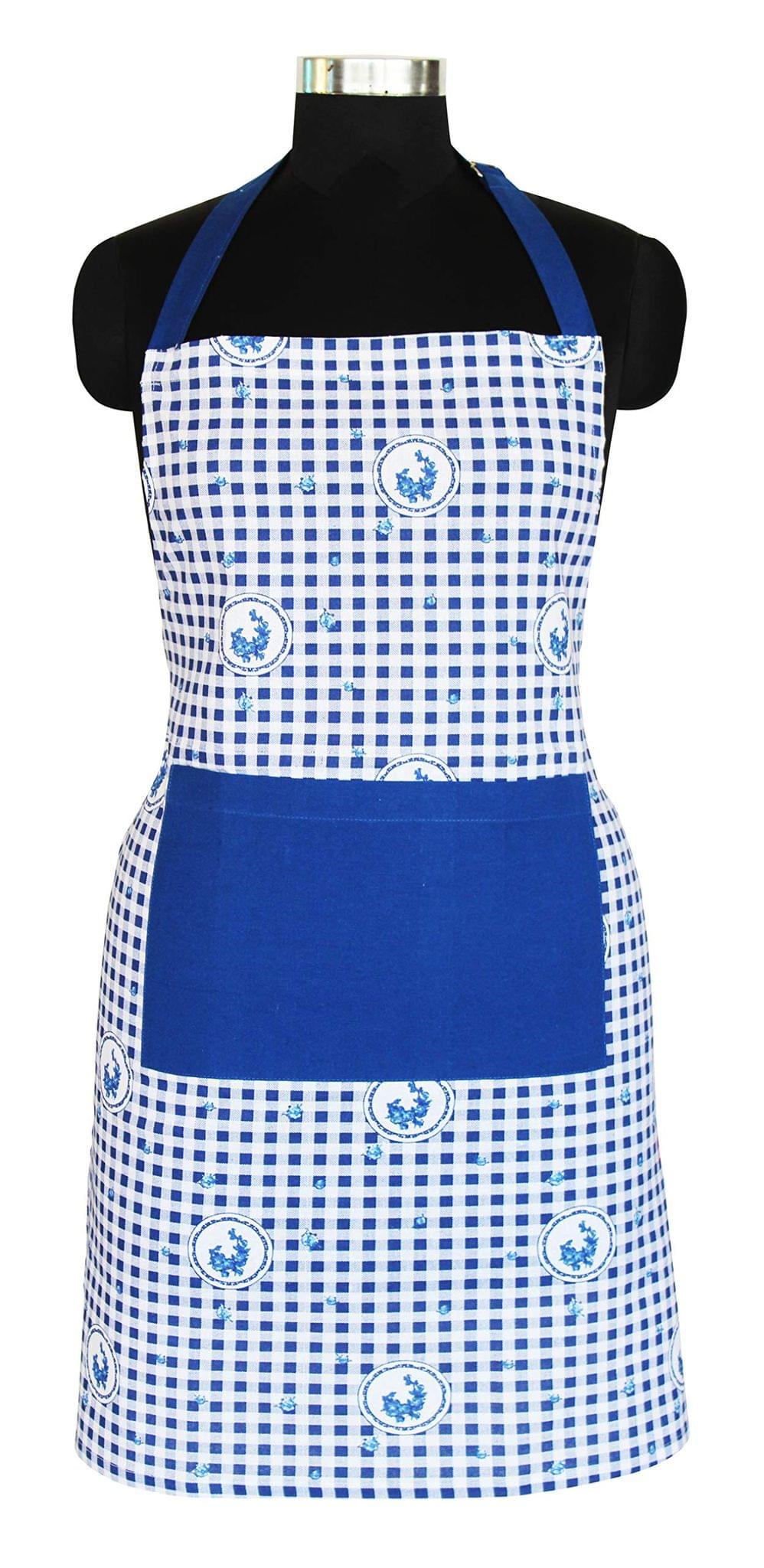 AIRWILL, 100% cotton designer aprons, sized 65cm in width and 80cm in length with 1 center pocket, adjustable buckle on top and 2 long ties on both 2 sides. Pack of 1 piece.